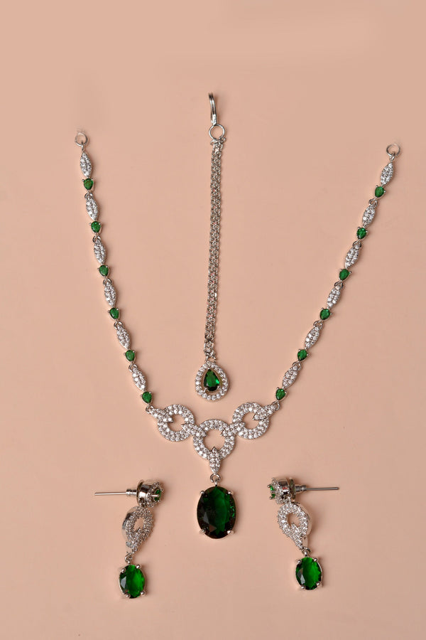 Anzay Jewellery - Party Wear Green Party Set