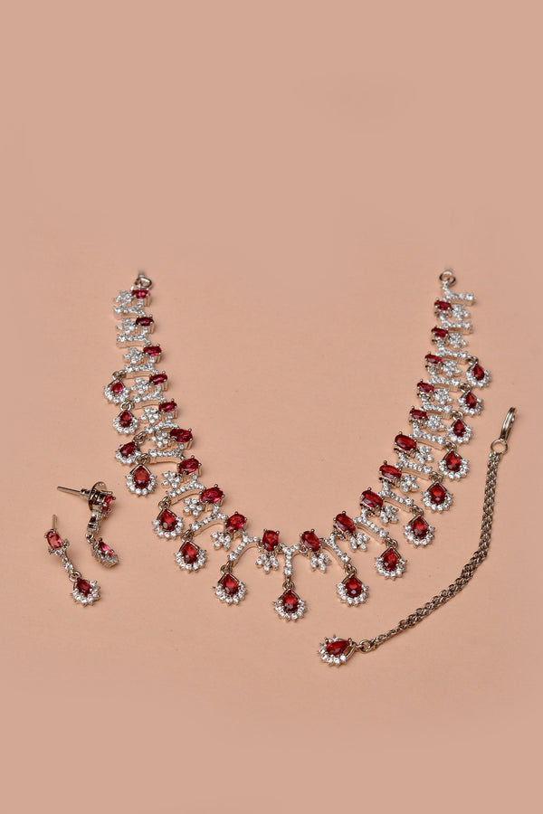 Anzay Jewellery - Party Wear Red Party Set