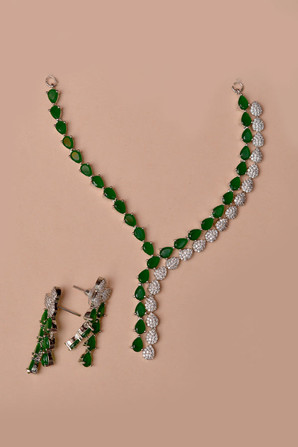 Anzay Jewellery - Party Wear Green Party set