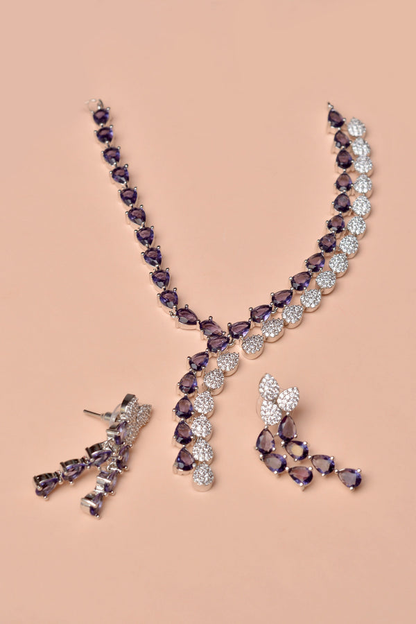 Anzay Jewellery - Party Wear Purple Party Set