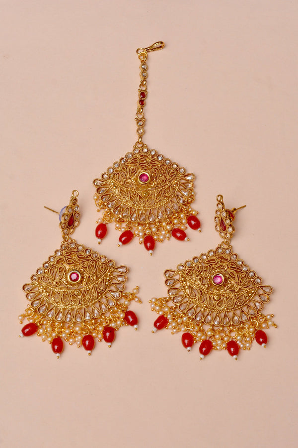 Anzay Jewellery - Party Wear Red Earrings