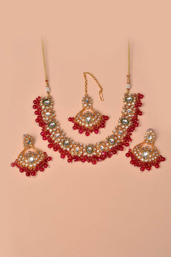 Anzay Jewellery - Party Wear Red Party set
