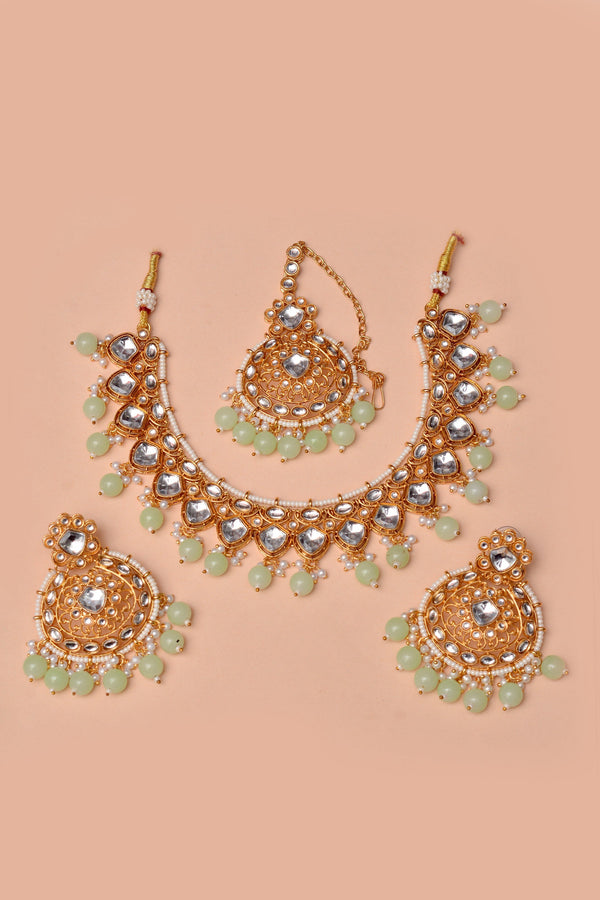 Anzay Jewellery - Party Wear Green Party Set