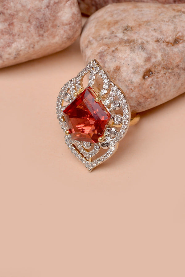 Anzay Jewellery - Size 0 Party Wear Red Ring