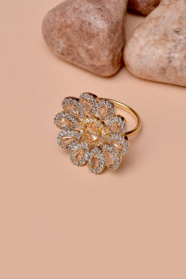 Anzay Jewellery - Size 0 Party Wear Pink Ring