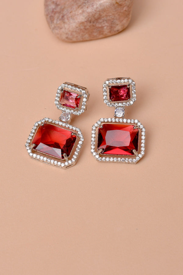 Anzay Jewellery - Party Wear Red Earrings