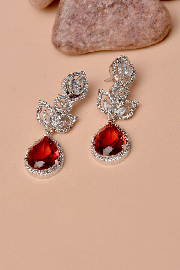 Anzay Jewellery - Party Wear Red Earrings