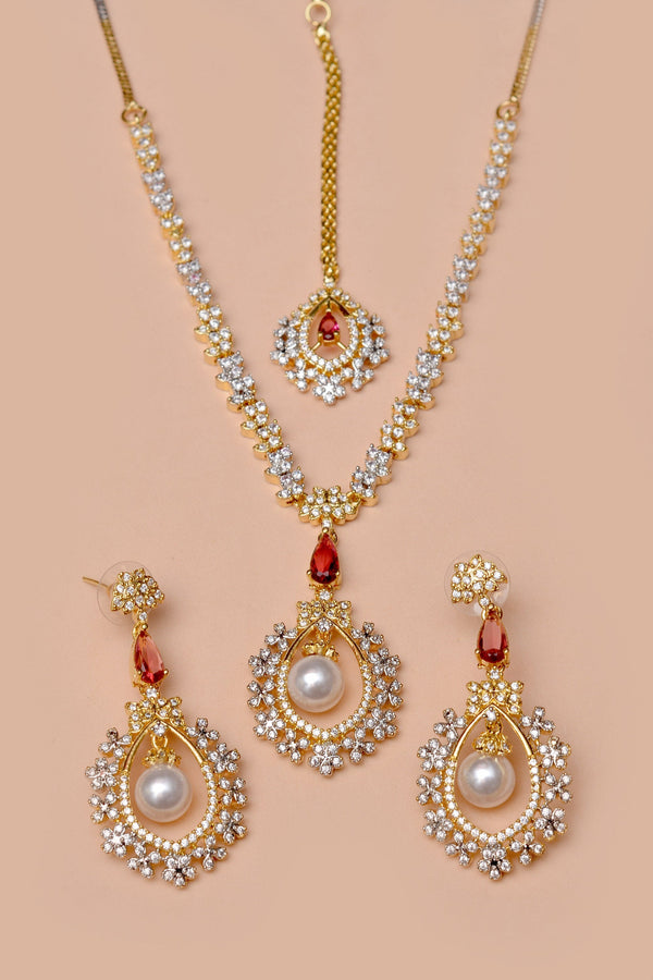 Anzay Jewellery - Party Wear Red Party Set