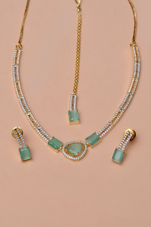 Anzay Jewellery - Party Wear Green Party Set