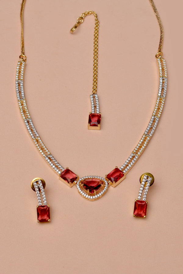 Anzay Jewellery - Party Wear Red Party Set