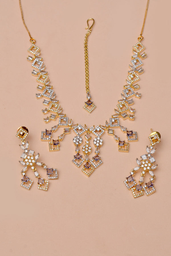 Anzay Jewellery - Party Wear Purple Party Set
