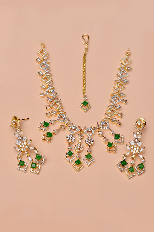 Anzay Jewellery - Party Wear Green Party Set