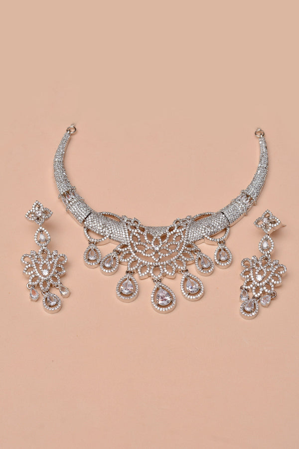 Anzay Jewellery - Party Wear Silver Party Set