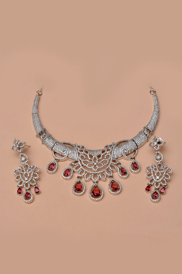 Anzay Jewellery - Party Wear Red Party Set