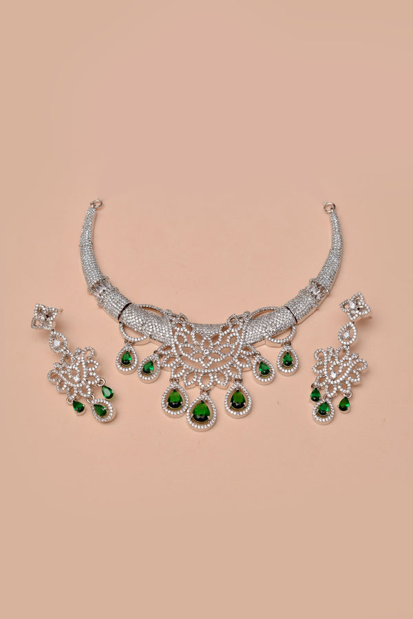 Anzay Jewellery - Party Wear Green Party Set