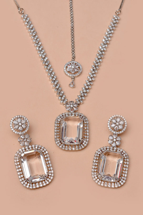 Anzay Jewellery - Party Wear Silver Party Set