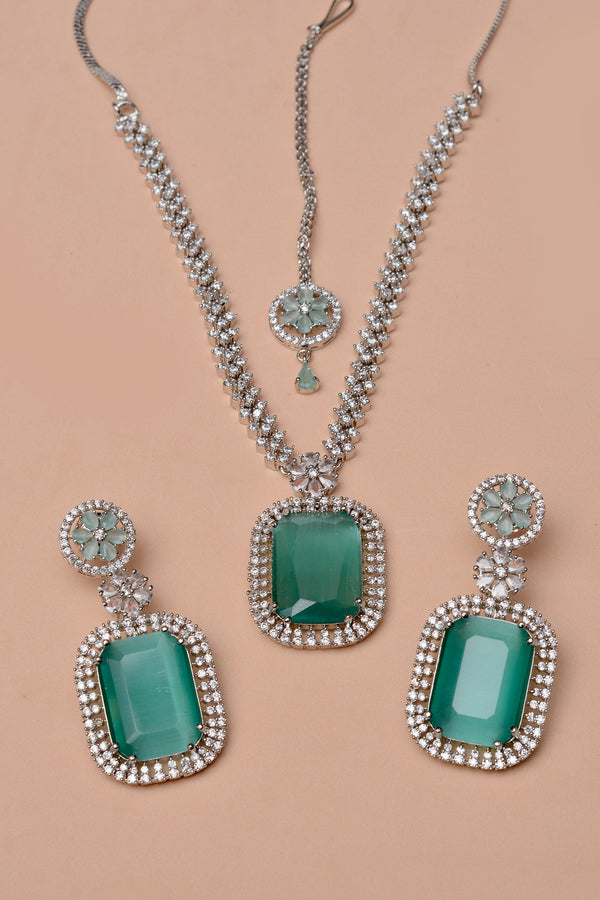 Anzay Jewellery - Party Wear Green Party Set