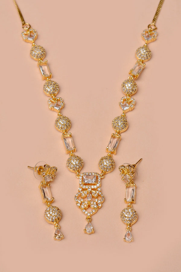 Anzay Jewellery - Party Wear Golden Party Set