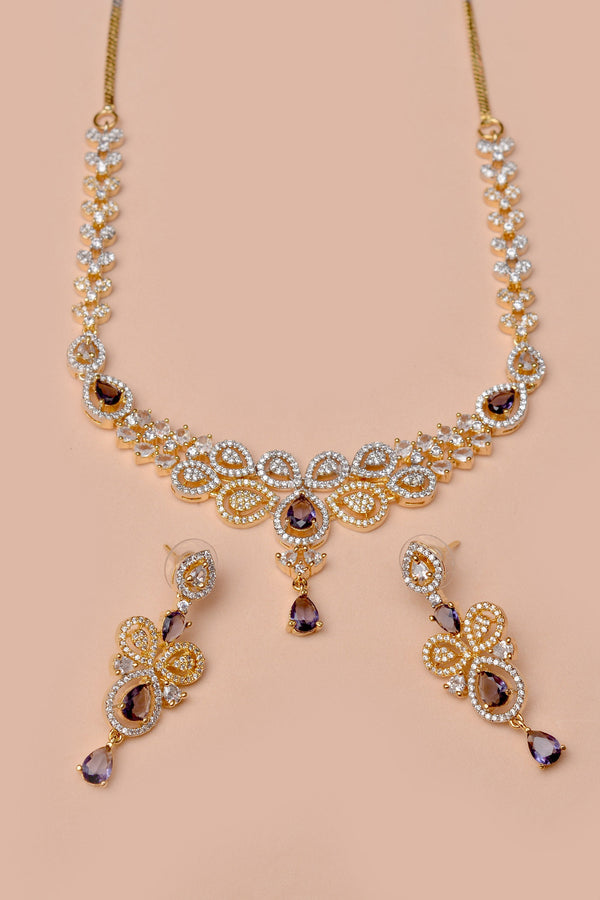Anzay Jewellery - Party Wear Purple Party Set