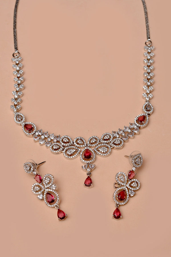 Anzay Jewellery - Party Wear Red Party Set