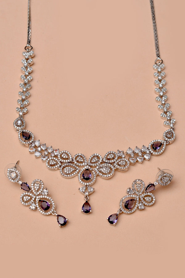 Anzay Jewellery - Party Wear Purple Party Set