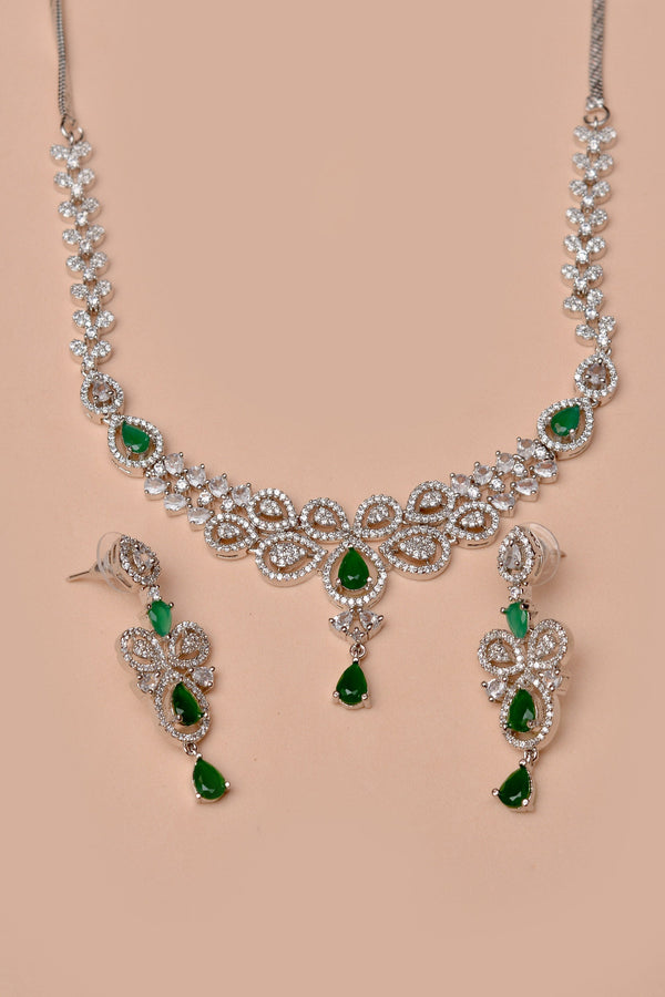 Anzay Jewellery - Party Wear Green Party Set