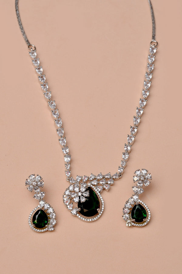 Anzay Jewellery - Party Wear Green Party Set