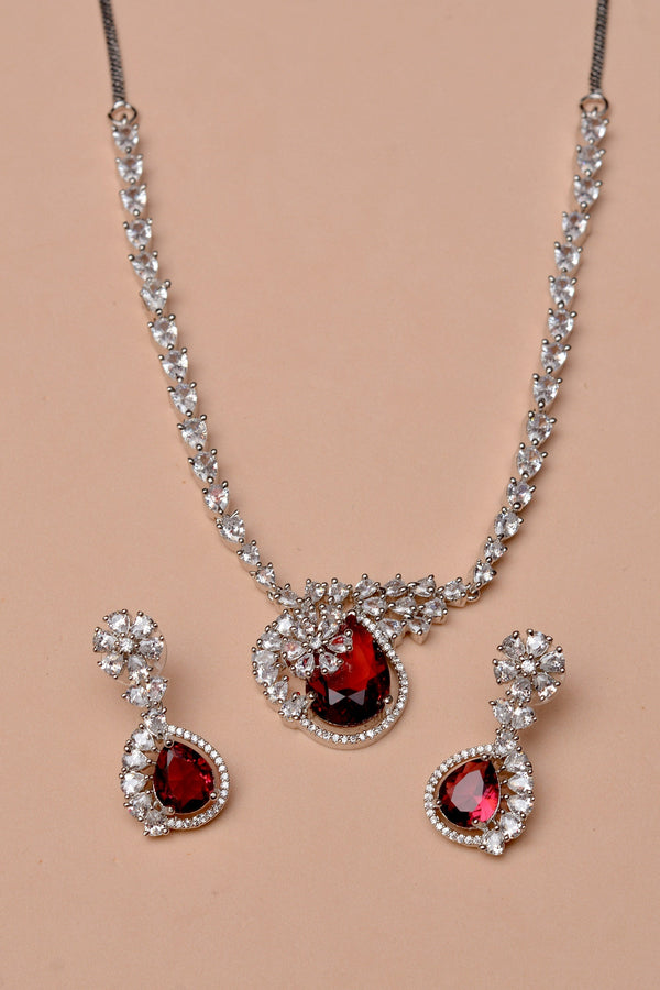 Anzay Jewellery - Party Wear Red Party Set