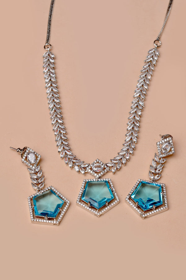 Anzay Jewellery - Party Wear Blue Party Set