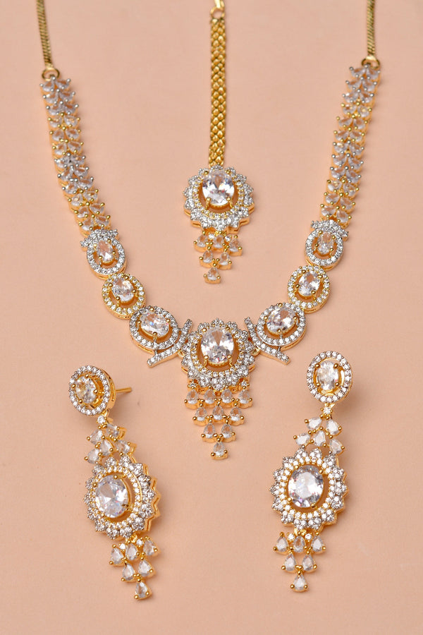 Anzay Jewellery - Party Wear Golden Party Set