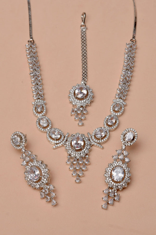 Anzay Jewellery - Party Wear Silver Party Set