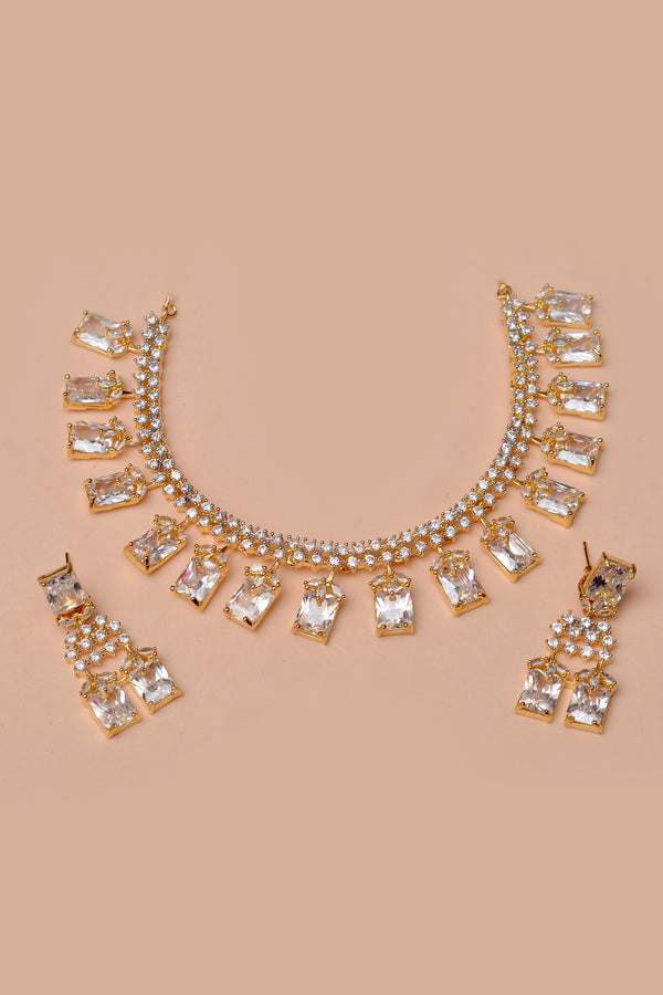 Anzay Jewellery - Party Wear Golden Party Set