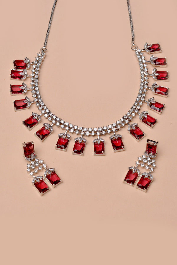 Anzay Jewellery - Party Wear Red Party Set