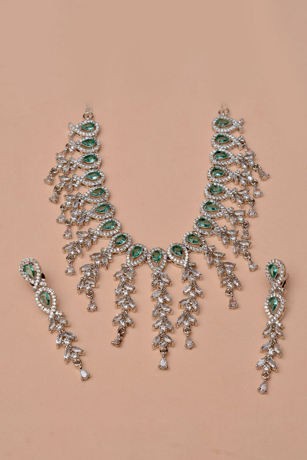 Anzay Jewellery - Party Wear Green Party Set