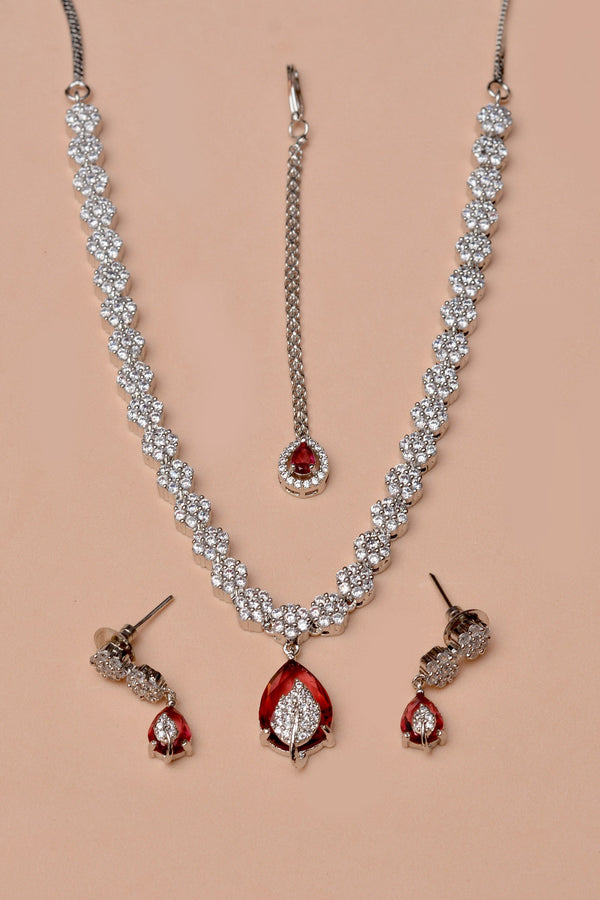 Anzay Jewellery - Party Wear Red Party Set