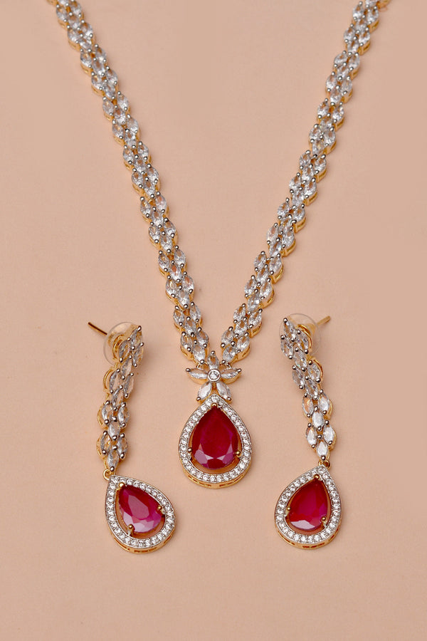 Anzay Jewellery - Party Wear Red Party Set