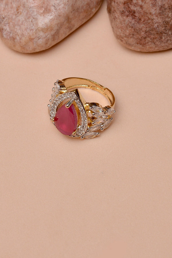 Anzay Jewellery - Size 0 Party Wear Red Ring