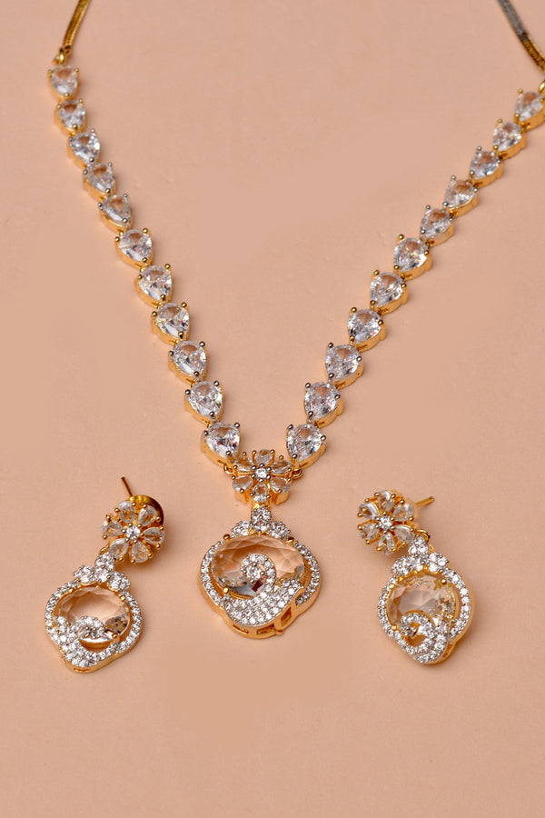 Anzay Jewellery - Party Wear Golden Party Set