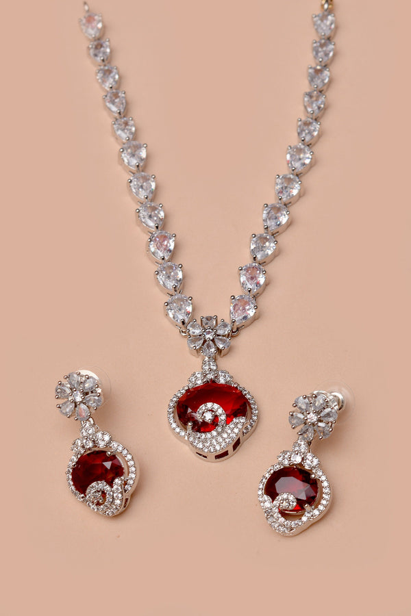 Anzay Jewellery - Party Wear Red Party Set