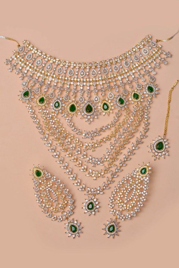 Anzay Jewellery - Party Wear Green Bridal Set