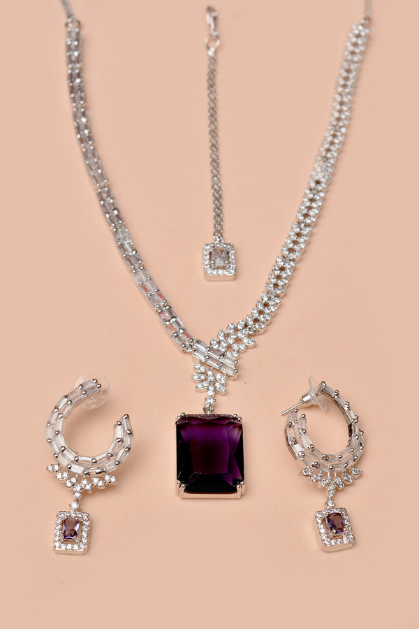 Anzay Jewellery - Party Wear Purple Party Set