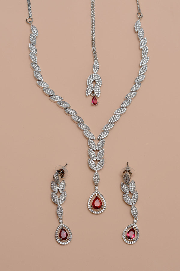 Anzay Jewellery - Party Wear Red Party Set
