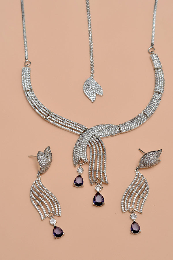 Anzay Jewellery - Party Wear Purple Party Set