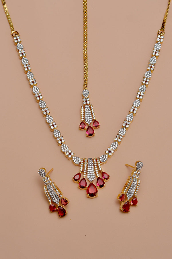 Anzay Jewellery - Party Wear Red Party Set