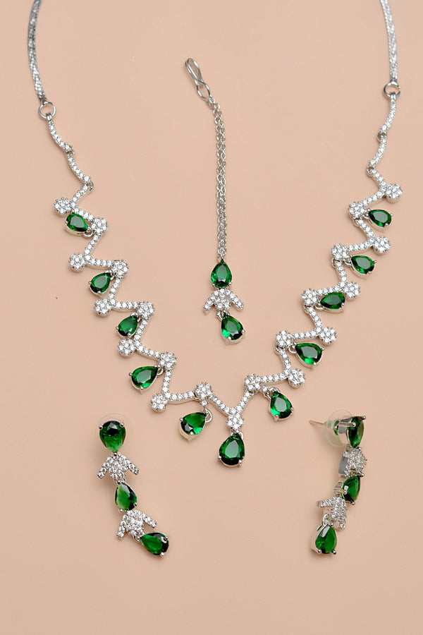 Anzay Jewellery - Party Wear Green Party Set