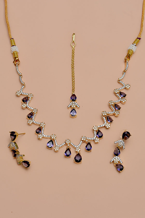 Anzay Jewellery - Party Wear Purple Party Set