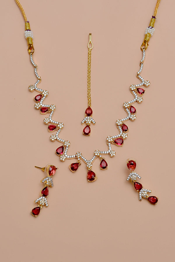 Anzay Jewellery - Party Wear Red Party Set