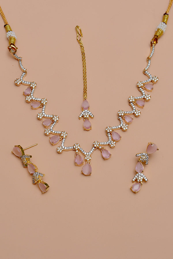 Anzay Jewellery - Party Wear Pink Party Set