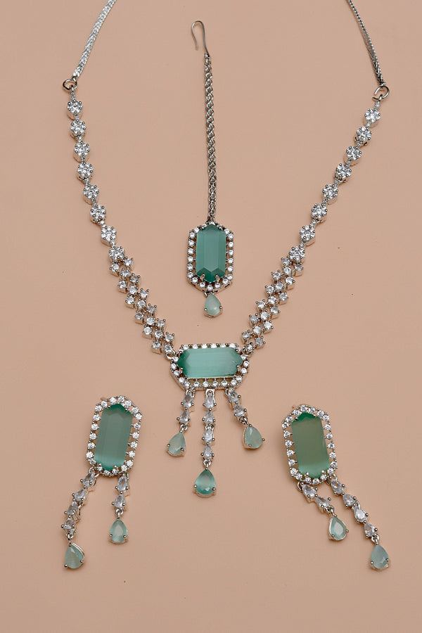 Anzay Jewellery - Party Wear Green Party Set