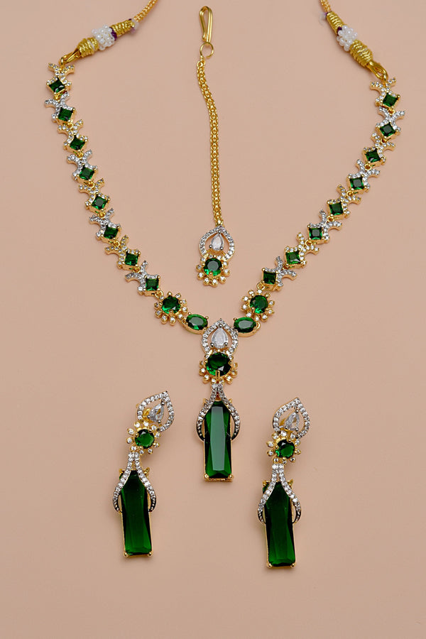 Anzay Jewellery - Party Wear Green Party Set